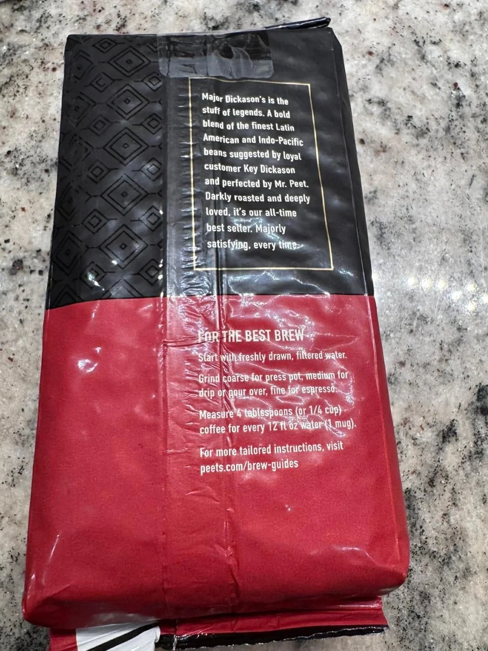 2pc Peet's Major Dickason's Dark Roast Whole Bean Coffee - Black & Red